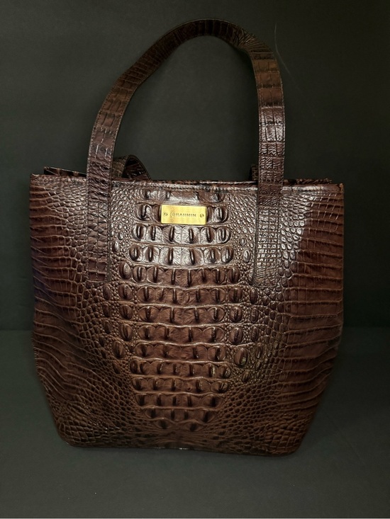 Brahmin Handbags - Brahmin Brown Croc-Embossed Leather Tote with Gold Hardware